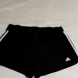 Adidas women's aero ready workout shorts black and white lg